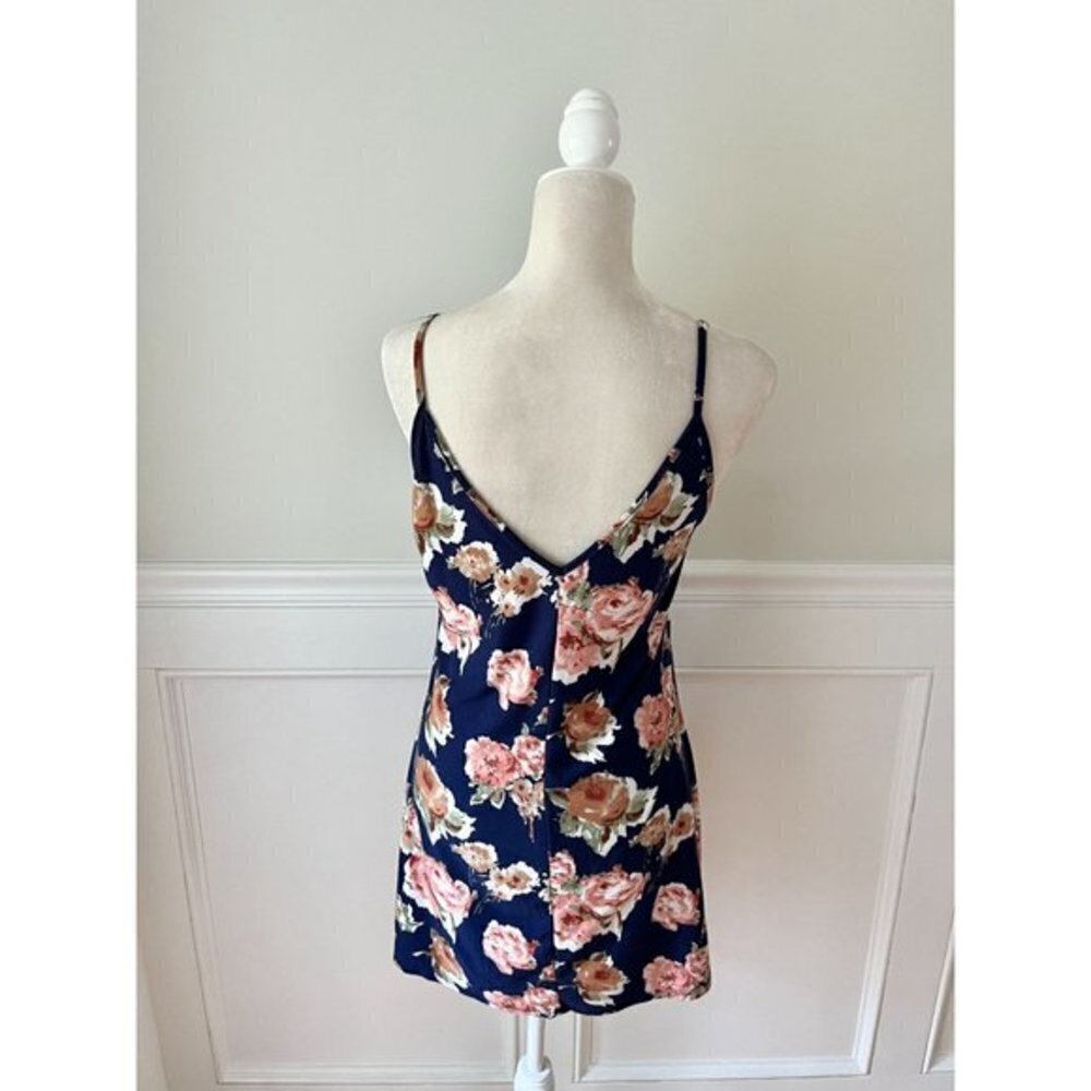 Floral Strappy Mini Dress Navy Blue Small - Picture 4 of 4